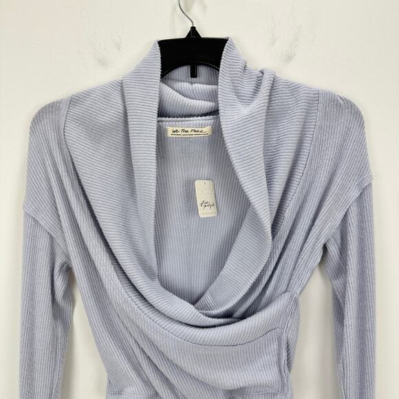 Free People Hold Me Close Wrap Top Long Sleeve Ribbed Balletcore Pilates XS NWT - Picture 4 of 11